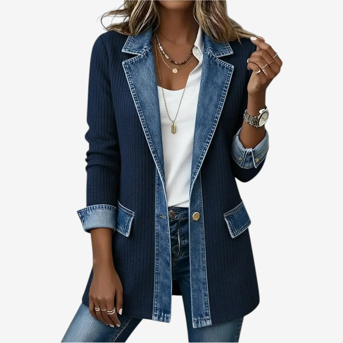 Elaine | Elegant Layered Collar Button Jacket 6
