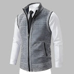 Men's Full-Zip Knit Sweater Vest with Stand Collar 2