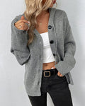 Women's Button-Front Knit Cardigan with Ribbed Cuffs 1