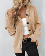 Women's Button-Front Knit Cardigan with Ribbed Cuffs 4