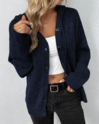 Women's Button-Front Knit Cardigan with Ribbed Cuffs 5