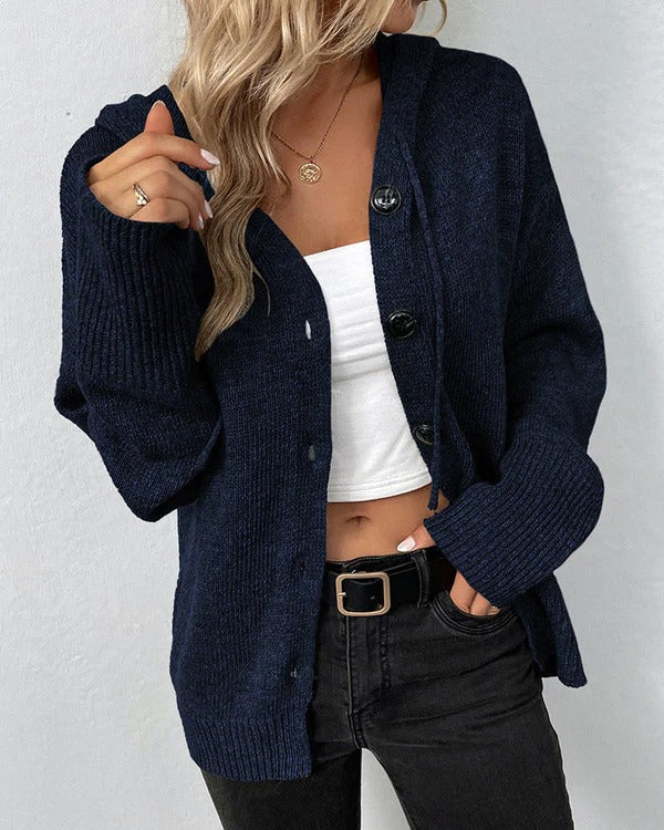 Women's Button-Front Knit Cardigan with Ribbed Cuffs 5