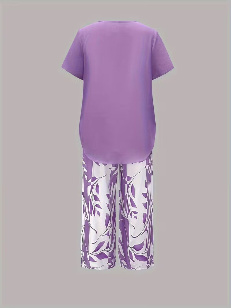 Yvette | Casual Leaf Print Two Piece Set 10
