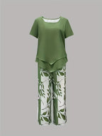 Yvette | Casual Leaf Print Two Piece Set 5