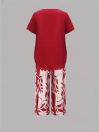 Yvette | Casual Leaf Print Two Piece Set 12