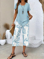 Yvette | Casual Leaf Print Two Piece Set 2