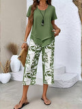 Yvette | Casual Leaf Print Two Piece Set 1