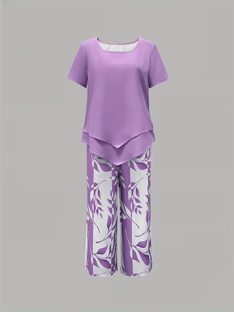 Yvette | Casual Leaf Print Two Piece Set 9