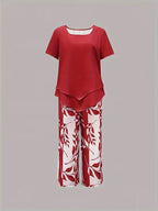 Yvette | Casual Leaf Print Two Piece Set 11