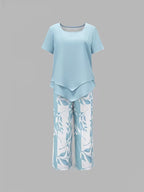 Yvette | Casual Leaf Print Two Piece Set 7