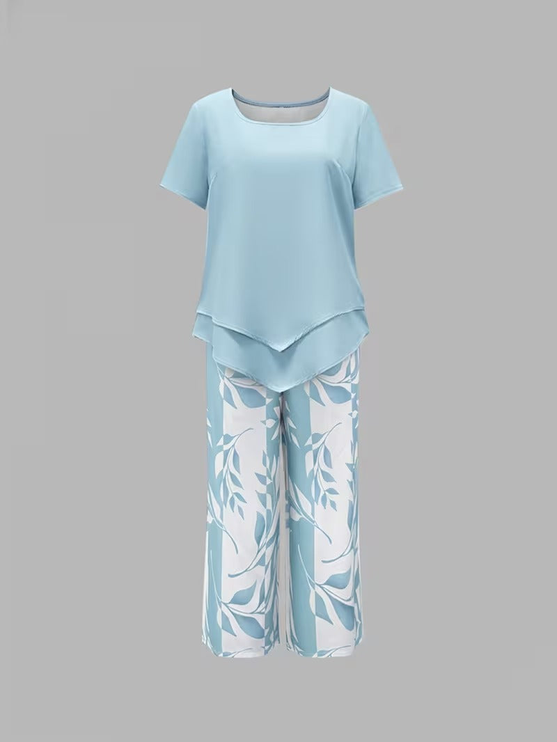 Yvette | Casual Leaf Print Two Piece Set 7