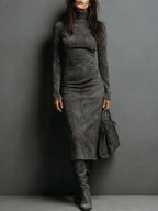 Maisie | Elegant Suede High Neck Dress 2