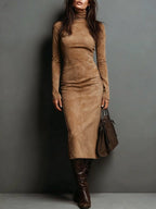 Maisie | Elegant Suede High Neck Dress 3