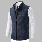 Men's Full-Zip Knit Sweater Vest with Stand Collar 1