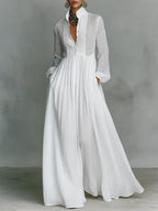 Aria | Stylish Stand Collar Button Maxi Dress 1