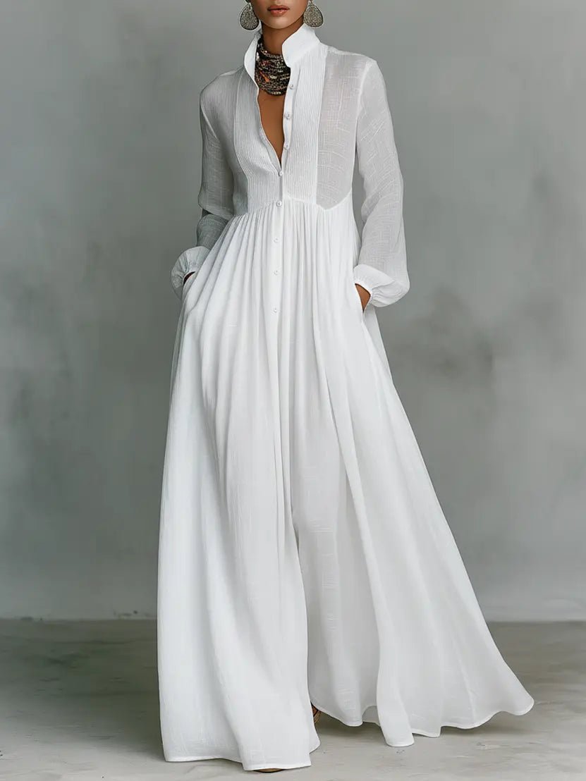Aria | Stylish Stand Collar Button Maxi Dress 1