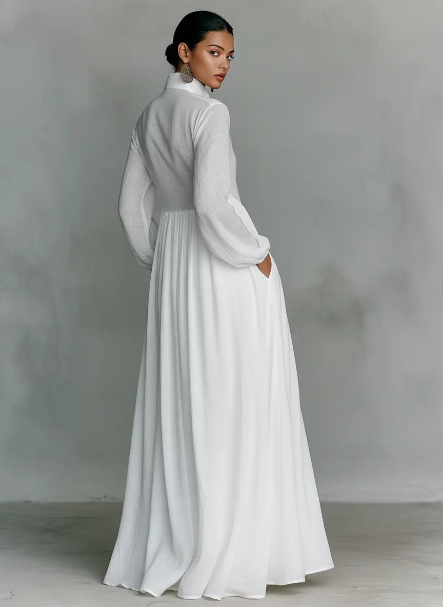 Aria | Stylish Stand Collar Button Maxi Dress 2