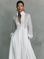Aria | Stylish Stand Collar Button Maxi Dress 5