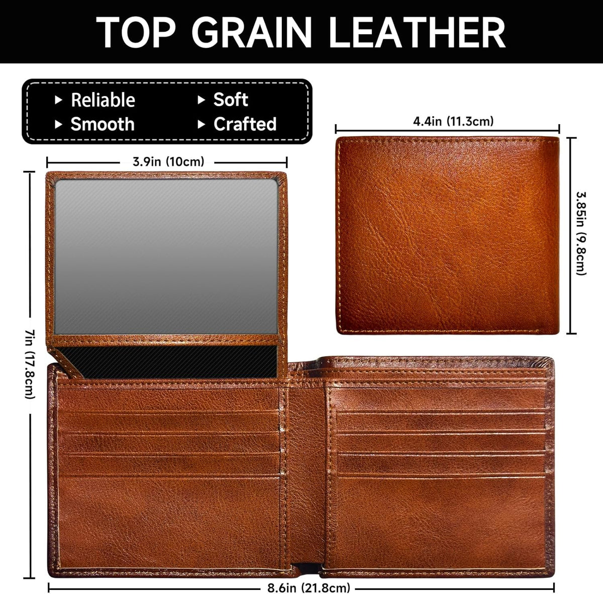 Men's Bifold Wallet with RFID Protection and 10 Card Slots 6