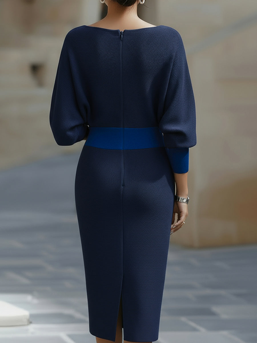 Liora | Elegant Draped Batwing Midi Dress 4