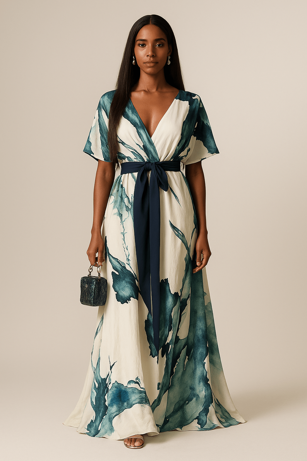 Winona | Watercolor Print Long Dress 1