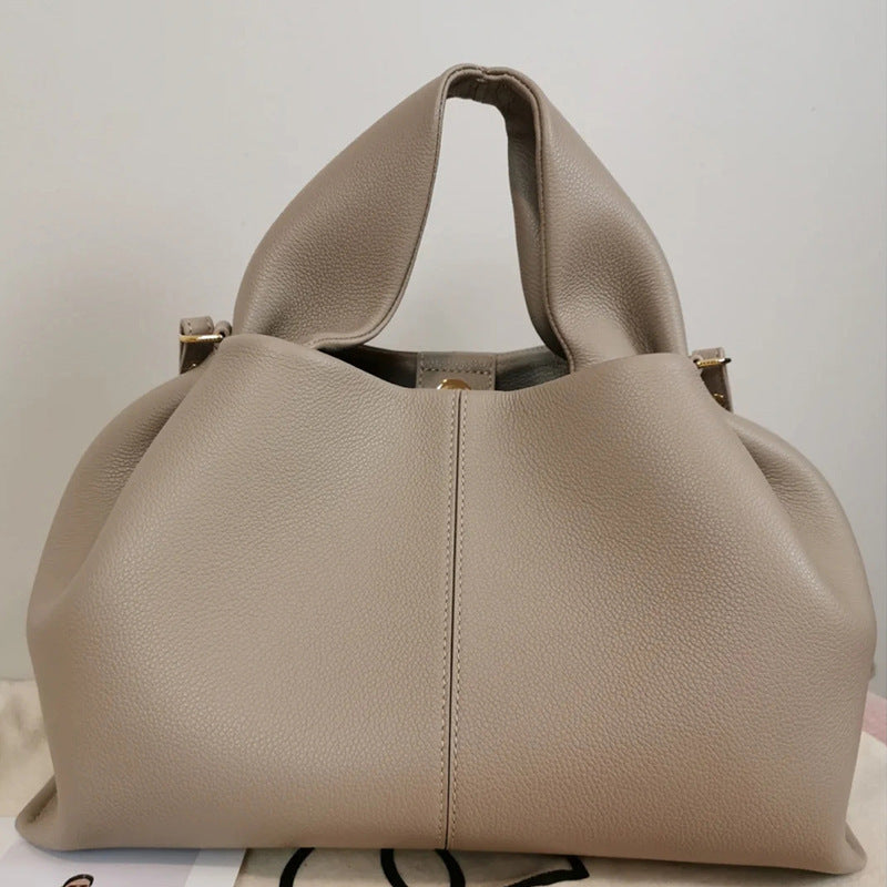 Women's Leather Shoulder Bag with Top Handle and Zipper 4