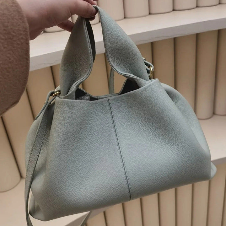 Women's Leather Shoulder Bag with Top Handle and Zipper 5