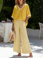 Rebecca | Stylish V-Neck and Stripe Pants Set 4