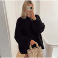 Women's Oversized Sweater with Crew Neck and Relaxed Fit 1