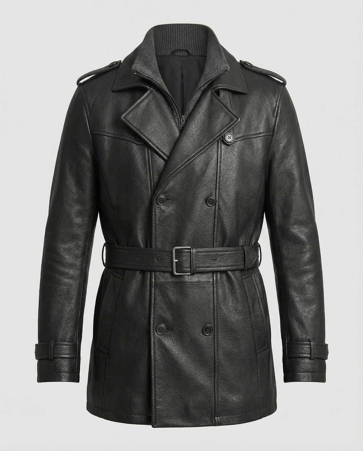 Men's Double-Breasted Trench Coat with Notched Lapel 1