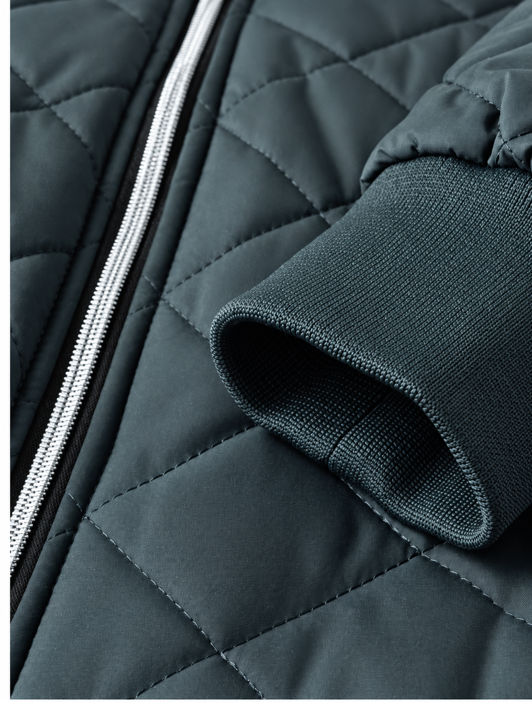 Ravellu diamond-quilted lined jacket — Ribbed cuff detail
