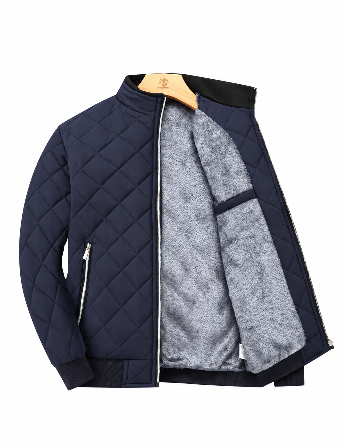 Ravellu diamond-quilted lined jacket — Navy open front