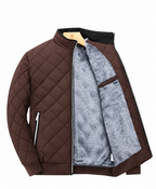 Ravellu diamond-quilted lined jacket — Brown open front