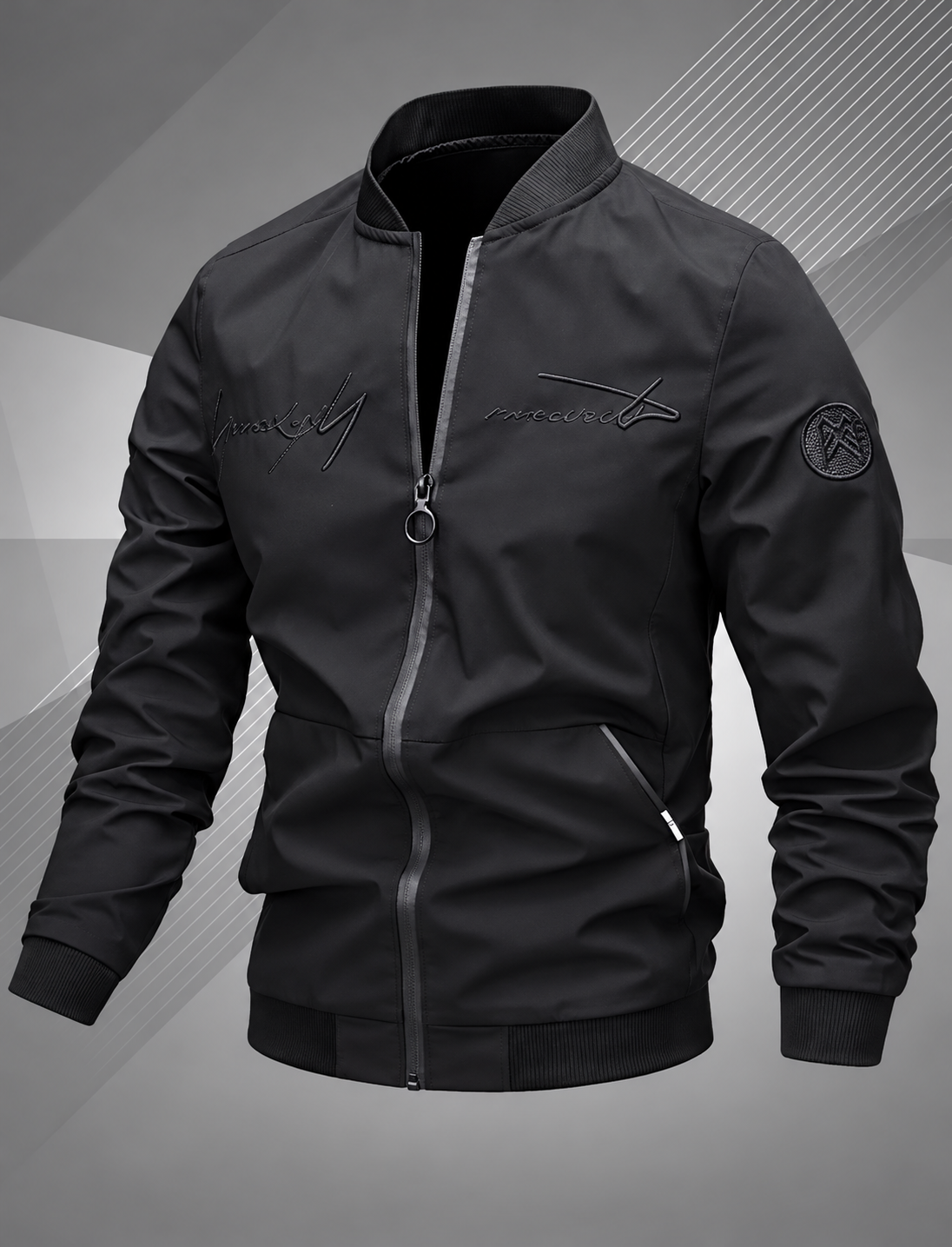 Ravellu embroidered bomber jacket — Black front