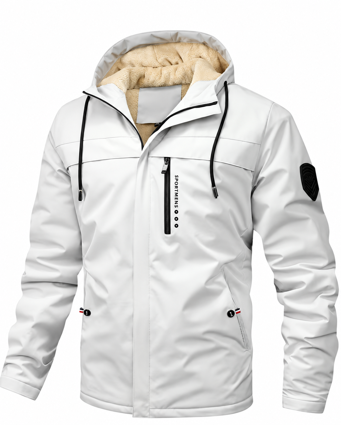 Ravellu hooded lined jacket — White front