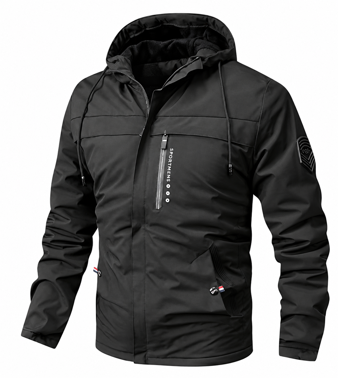 Ravellu hooded lined jacket — Black front