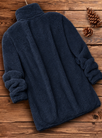 Ravellu women’s plush zip-front coat — Navy back