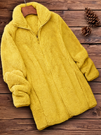 Ravellu women’s plush zip-front coat — Yellow front