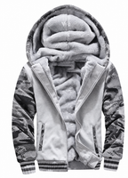 Ravellu hooded lined jacket — Grey Camo front