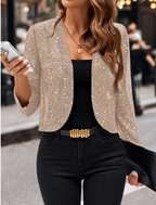 Ravellu women’s sparkle cropped bolero — Champagne front