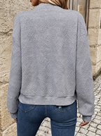 Ravellu women’s textured zip-up jacket — Grey back
