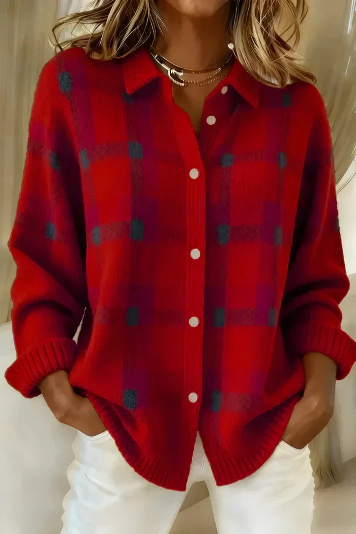 Camellia | Elegant & Cozy Checkered Cardigan 2