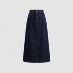 Women's Maxi Denim Skirt with Side Slit and Button Closure 6