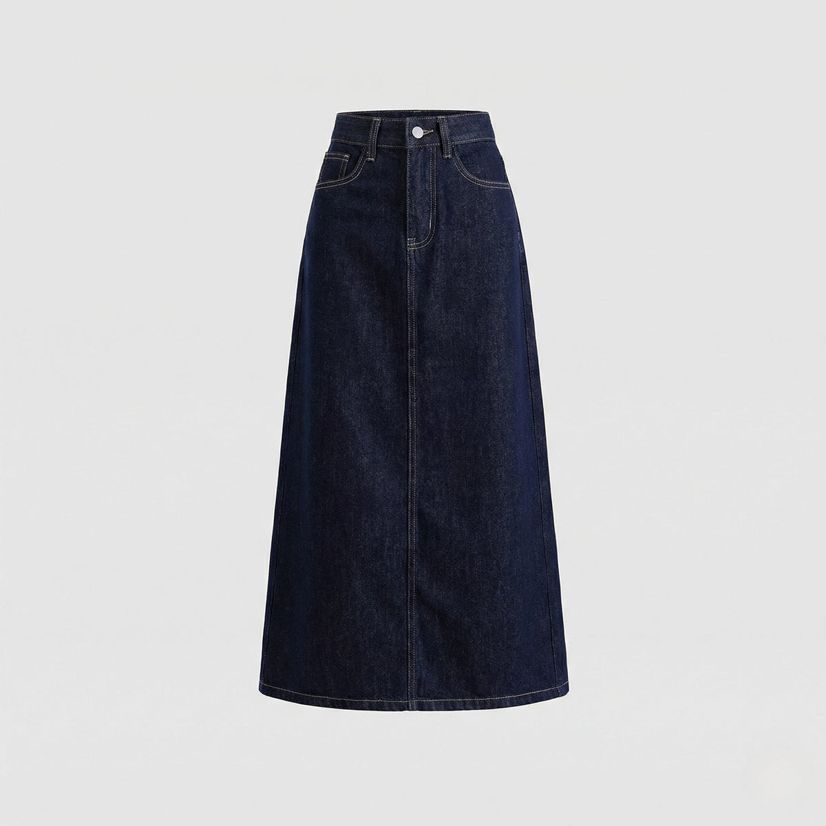 Women's Maxi Denim Skirt with Side Slit and Button Closure 6