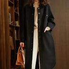 Women's Button-Front Long Jacket with Pockets 8
