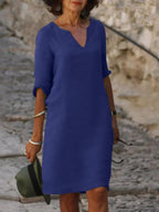 Valentina | Casual Mid Sleeve V-Neck Dress 9