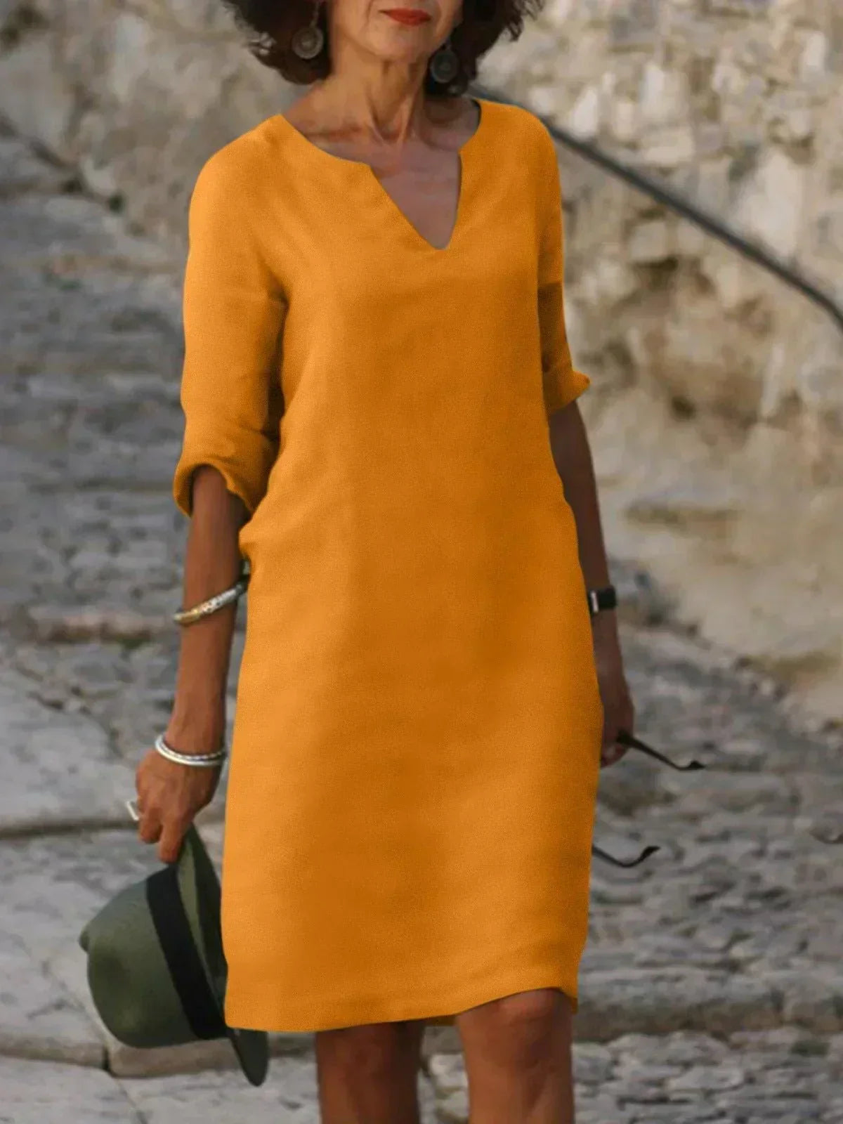 Valentina | Casual Mid Sleeve V-Neck Dress 5
