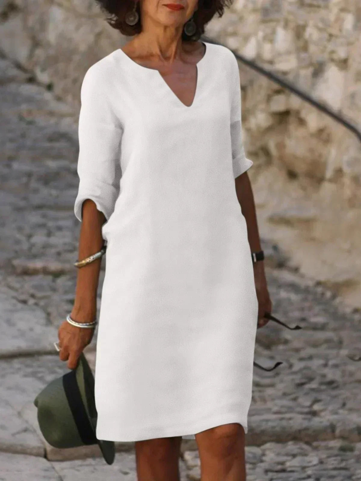 Valentina | Casual Mid Sleeve V-Neck Dress 7