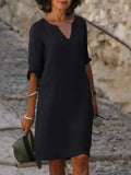 Valentina | Casual Mid Sleeve V-Neck Dress 1