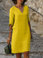 Valentina | Casual Mid Sleeve V-Neck Dress 8